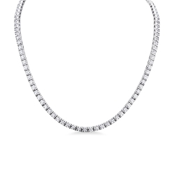 Collana tennis lineare a piramide in oro bianco 750 con diamanti