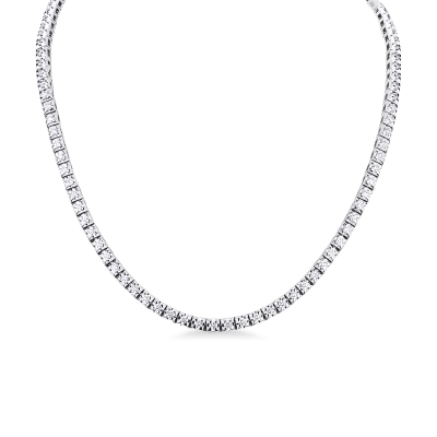 Collana tennis lineare a piramide in oro bianco 750 con diamanti