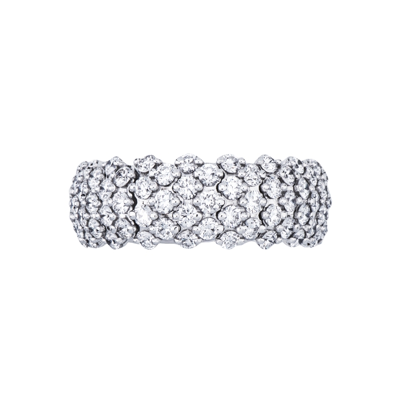 Anello elastico oro bianco 18k con diamanti
