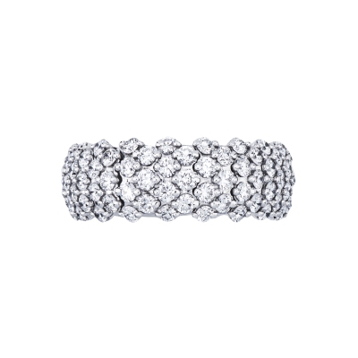 Anello elastico oro bianco 18k con diamanti