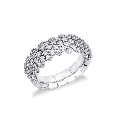 Anello elastico oro bianco 18k con diamanti