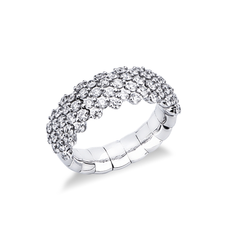 Anello elastico oro bianco 18k con diamanti