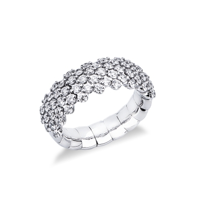 Anello elastico oro bianco 18k con diamanti