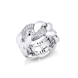 Anello elastico groumette in oro bianco 750 con diamanti