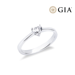 Anello con diamante taglio cuore 0.30ct GIA in oro bianco 18k