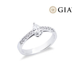 Anello con diamante taglio goccia 0.30ct in oro bianco 18k