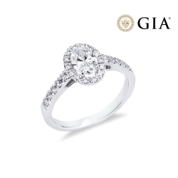 Anello con diamante taglio ovale 0.70ct GIA in oro bianco 18k