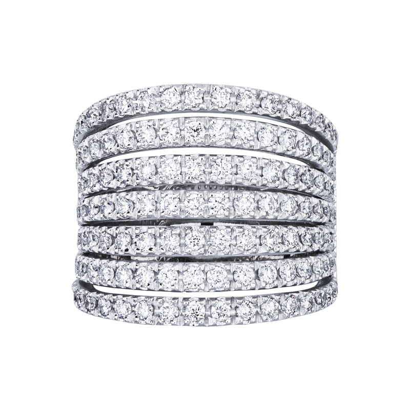 18k white gold wide band ring with diamonds 