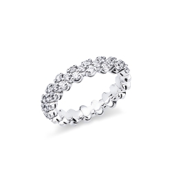 Anello elastico oro bianco 750 con diamanti