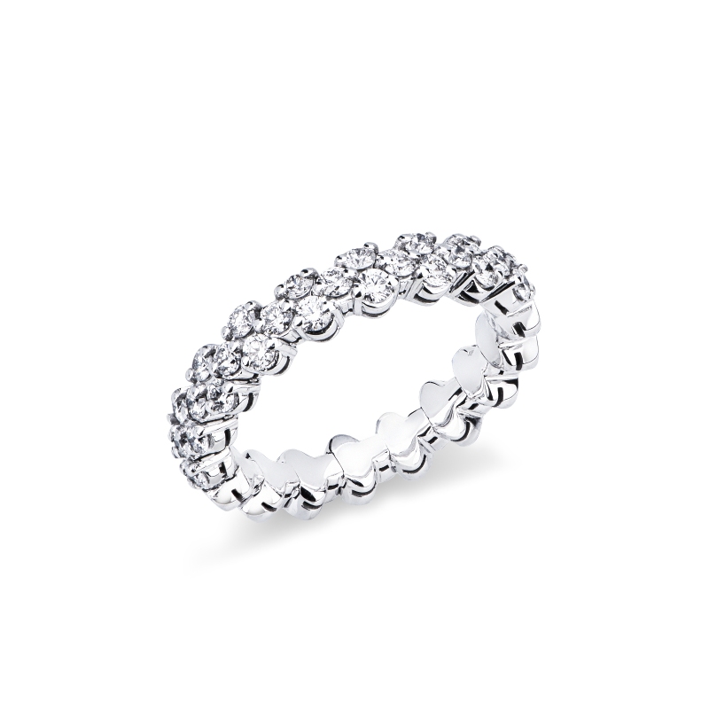 Anello elastico oro bianco 750 con diamanti