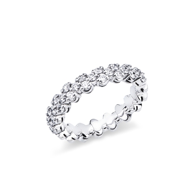 Anello elastico oro bianco 750 con diamanti