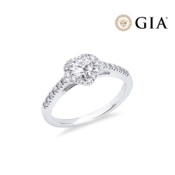 Anello con diamante taglio cuore 0.40ct GIA in oro bianco 18k