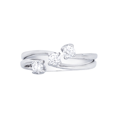 Trilogy ring white gold 18k