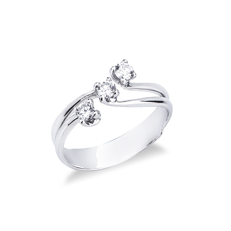 Trilogy ring white gold 18k