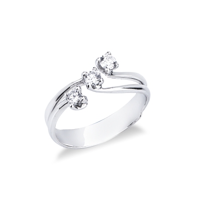 Trilogy ring white gold 18k