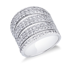 18k white gold wide band ring with diamonds 