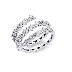 Anello a molla in oro bianco 18k con 3 giri in diamanti