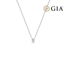 Collana punto luce in oro bianco 18k con diamante taglio ovale 0.30ct GIA