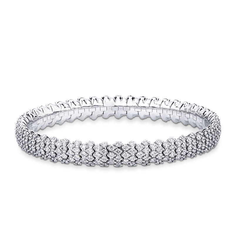 Bracciale elastico in oro bianco 750 con diamanti