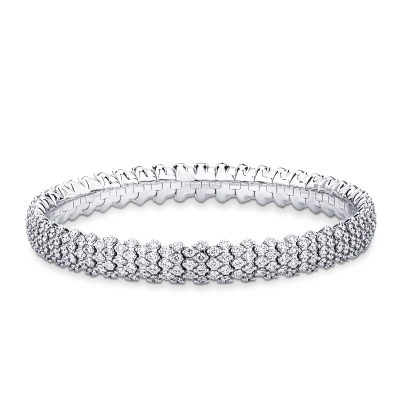 Bracciale elastico in oro bianco 750 con diamanti