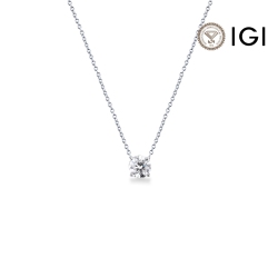 Collana punto luce in oro bianco 18k con diamante IGI, 1.00ct