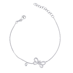 18k white gold bracelet with butterfly charm with diamonds