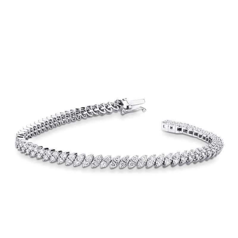Bracciale tennis oro bianco con diamanti navette