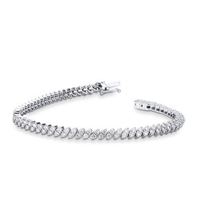 Bracciale tennis oro bianco con diamanti navette