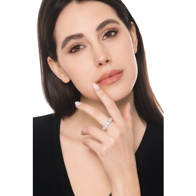 Anello eternity oro bianco 18k con diamanti certificati IGI F VS