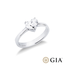Anello con diamante taglio cuore 1.00ct GIA in oro bianco 18k