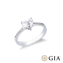 Anello con diamante taglio cuore 1.00ct GIA in oro bianco 18k
