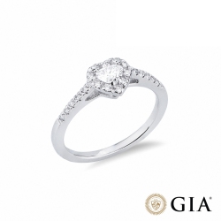 Anello con diamante taglio cuore 0.30ct GIA in oro bianco 18k