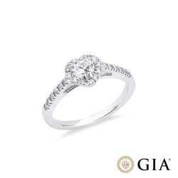 Anello con diamante taglio cuore 0.40ct GIA in oro bianco 18k