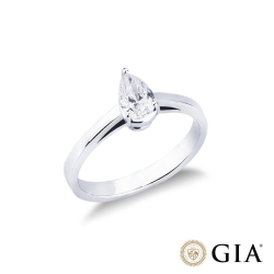 Anello con diamante taglio goccia 0.30ct  GIA in oro bianco 18k