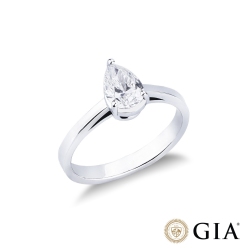 Anello con diamante taglio goccia 0.70ct  GIA in oro bianco 18k