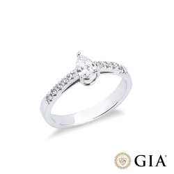 Anello con diamante taglio goccia 0.30ct in oro bianco 18k