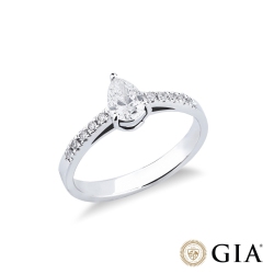 Anello con diamante taglio goccia 0.70ct GIA in oro bianco 18k