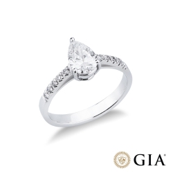 Anello con diamante taglio goccia 1.00ct GIA in oro bianco 18k