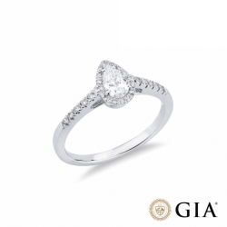 Anello con diamante taglio goccia 0.30ct GIA in oro bianco 18k
