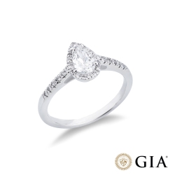 Anello con diamante taglio goccia 0.50ct GIA in oro bianco 18k