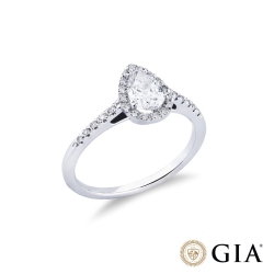 Anello con diamante taglio goccia 0.70ct GIA in oro bianco 18k