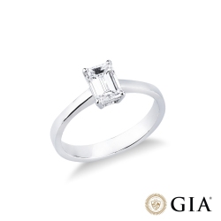 Anello con diamante taglio smeraldo 1.00ct GIA in oro bianco 18k