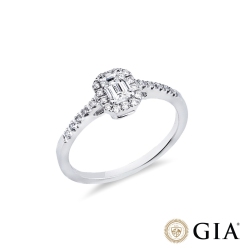 Anello con diamante taglio smeraldo 0.40ct GIA in oro bianco 18k