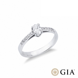 Anello con diamante taglio ovale 0.30ct GIA in oro bianco 18k