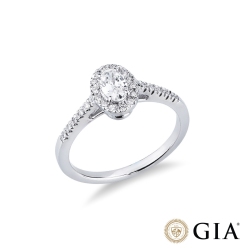 Anello con diamante taglio ovale 0.30ct GIA in oro bianco 18k