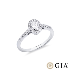 Anello con diamante taglio ovale 0.40ct GIA in oro bianco 18k