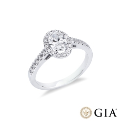 Anello con diamante taglio ovale 0.70ct GIA in oro bianco 18k