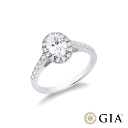 Anello con diamante taglio ovale 1.00ct GIA in oro bianco 18k