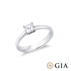 Anello con diamante taglio princess 0.50ct  GIA in oro bianco 18k
