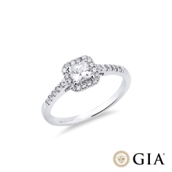 Anello con diamante taglio princess 0.40ct in oro bianco 18k